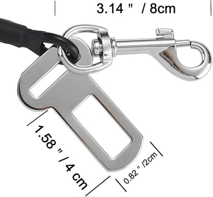 ACBungji Car Pet Dog Cat Seat Safety Belt Latch Buckle No-Chew Leash Restraint Harness Coated Stainless Steel Heavy Duty Isofix Connector Small Medium Large (24 INCH)