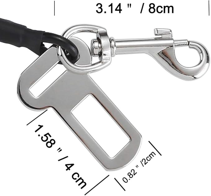 ACBungji Car Pet Dog Cat Seat Safety Belt Latch Buckle No-Chew Leash Restraint Harness Coated Stainless Steel Heavy Duty Isofix Connector Small Medium Large (39 INCH)