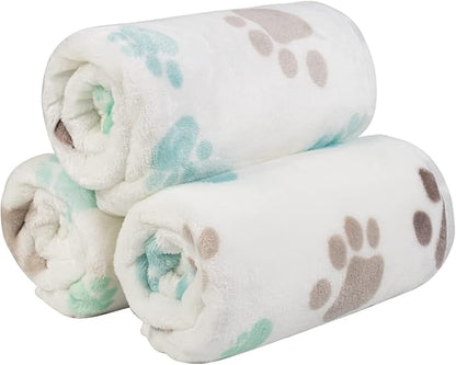 Dono 1 Pack 3 Dog Blankets, Soft Fluffy Fleece Pet Blanket Warm Sleep Mat Paw Print Design Puppy Kitten Throw Blanket Doggy Mat, Blanket for Dogs