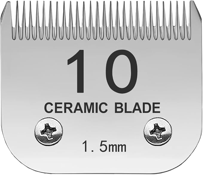 TRAH 10# Blade Dog Grooming Clipper Replacement Blades Compatible with Andis Dog Clippers,Most A5, KM Series Clippers,Detachable Ceramic Blade,Size-10#, 1/16-Inch Cut Length (1.5mm) Silver