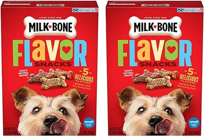 Milk-Bone Flavor Snacks Dog Treats, Small Biscuits, 24 Ounce Crunchy Texture Helps Reduce Tartar (Pack of 2)