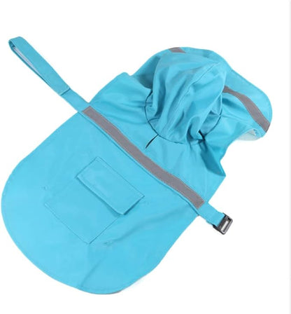 NACOCO Large Dog Raincoat Adjustable Pet Water Proof Clothes Lightweight Rain Jacket Poncho Hoodies with Strip Reflective (M