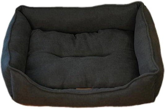 Dog Bed Washable Medium Dog Cat Sofa Bed Super Soft Rectangular Cuddle Pet Bed with Non-Slip Fluffy Bottom(Dark gray 20.8 * 15.7 * 6.7)