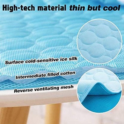 VeMee Summer Cooling Mat for Dogs Cats Ice Silk Self Dog Cooling Mat Breathable Pet Crate Pad Portable & Washable Pet Cooling Blanket for Outdoor or Home (28 X 22in