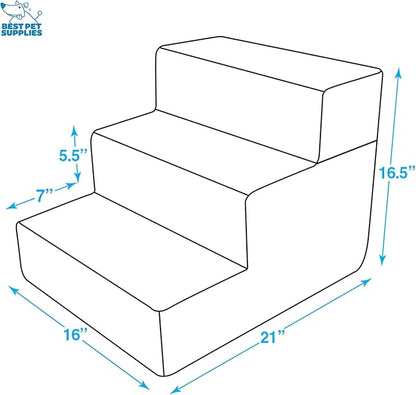 Best Pet Supplies Portable Foldable Foam Pet Stairs/Steps for Couch 3-Step (H: 16.5")