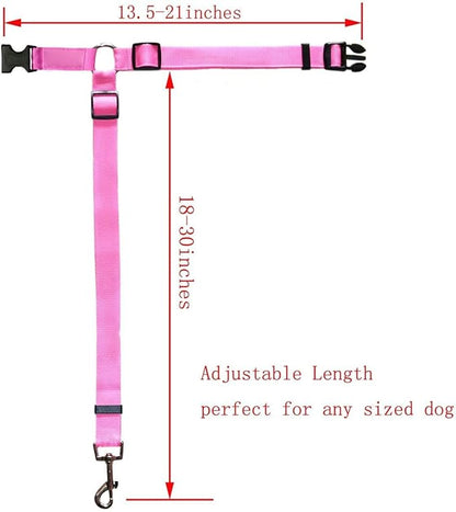 2 Packs Dog Cat Safety Seat Belt Strap Car Headrest Restraint Adjustable Nylon Fabric Dog Restraints Vehicle Seatbelts Harness (Pink)