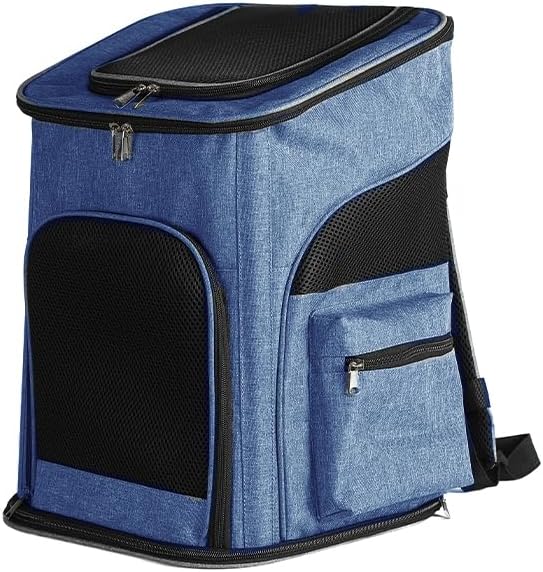 Pet Carrier Backpack with Sturdy Steel Frame for Easy Travel & Comfort, Privacy-Focused Pet Carrier Backpack for Secret Adventures (Blue, L:40 32X50CM/15.7"X12.6"X19.7")