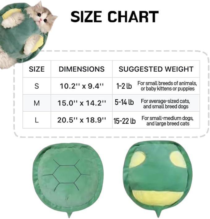 Cute Cat Costumes Turtle Shell Kawaii Kitten Clothes Dog Puppy Vest Pet Apparel (Medium,Turtle Shell)