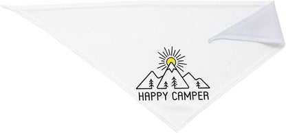 Happy Camper Summer Dog Bandana，Adorable puppy accessory for The avid camper ，Pet Neckerchief for Pets Daily Wear Photo Prop Party Supplies,Funny Cute Dog Bandana (White)