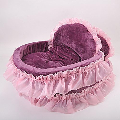 WYSBAOSHU Cute Princess Pet Bed with Removable Mat Dogs Cats Sofa (S, Purple)