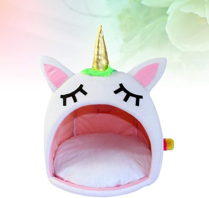 Winter Pet Sleep Bed Warm Unicorn Pet House Bed Pet Supplies for Cat Dog (Size S) Pet Dog Supplies