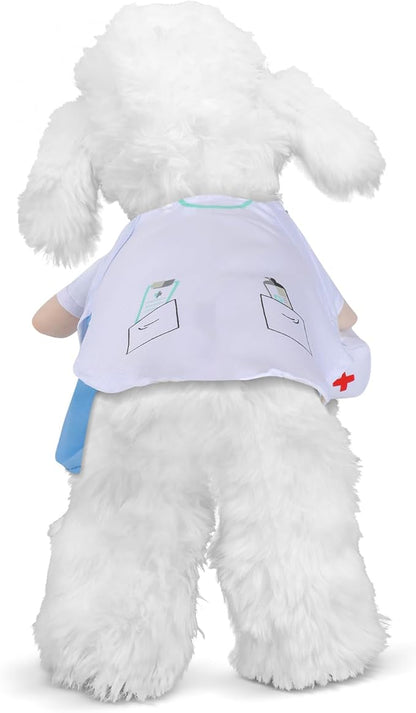 Dog Doctor Costume Outfit Doctor Coat Pet Cat Clothes Halloween Dog Costumes for Small Medium Puppy Kitten Party Cosplay Dress Up (X-Large), White