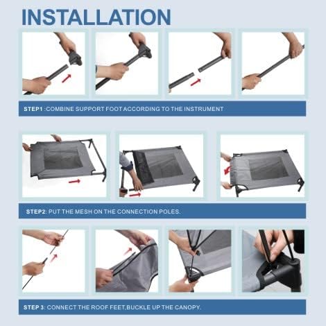 Small Elevated Dog Bed with Canopy 30IN Outdoor