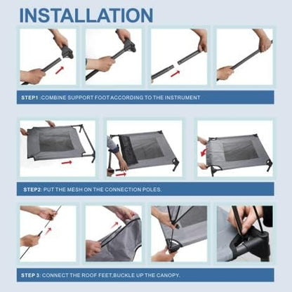 Small Elevated Dog Bed with Canopy 30IN Outdoor