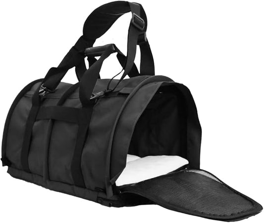 SturdiBag XX-Large Pet Travel Carrier: Flexible Height for Cat and Dog Soft Sided with Safety Clips and Seatbelt Straps | Black, 23" x 15" x 15" (PN: SB4-PRO-BL)