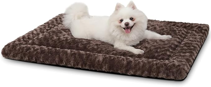 Washable Dog Bed Mat Reversible Dog Crate Pad Soft Fluffy Pet Kennel Beds Dog Sleeping Mattress for Large Jumbo Medium Small Dogs 29 x 18 Inch,