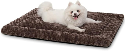 Washable Dog Bed Mat Reversible Dog Crate Pad Soft Fluffy Pet Kennel Beds Dog Sleeping Mattress for Large Jumbo Medium Small Dogs 29 x 18 Inch,