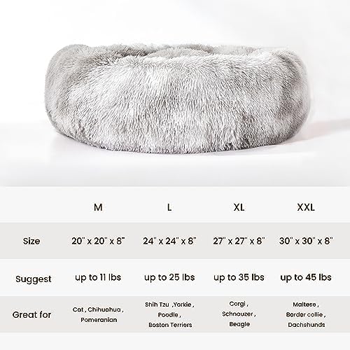 WESTERN HOME WH Calming Dog & Cat Bed, Anti-Anxiety Donut Cuddler Warming Cozy Soft Round Bed, Fluffy Faux Fur Plush Cushion Bed for Small Medium Dogs and Cats