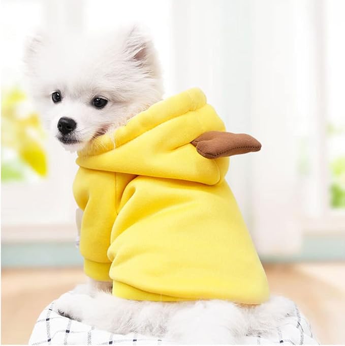 Halloween Dog Banana Costume,Cute Dog Hoodie for Small Dogs, Dog Coats for Small Dogs Winter Fall, Yorkie Chihuahua Pomeranian Puppy Clothes(Large, Yellow-Banana)