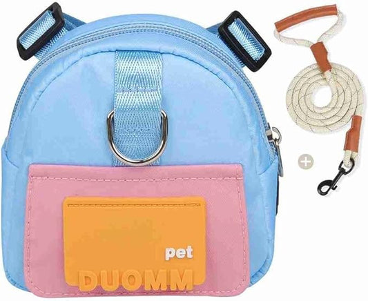 Pet Knapsack, Dog Accessories Cat Supplies Walking Training Adjustable Pet Snack Bag for Camping Hiking Daily Walking(S,Blue)