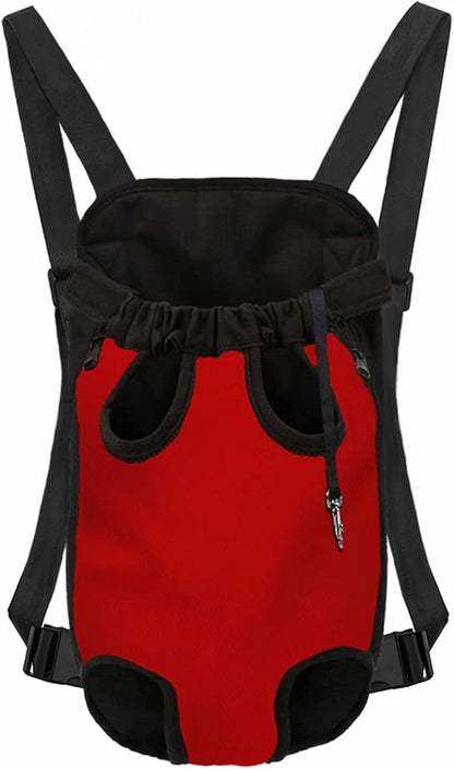 Red Pet Backpack Shoulder Bag for Small to Large Dog, Universal Size Puppy Cats Travel Sling Carrier Holder, Dog Cats Supporter Chest Hands-Free Rackpack