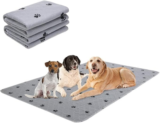 PUPTECK Washable Pee Pads for Dogs - 2 Pack 48" x 60" Waterproof Reusable Puppy Potty Training Pads Whelping Mat - Fast Absorption Non-Slip Pet Food Feeding Mat - Pad for Small Animals