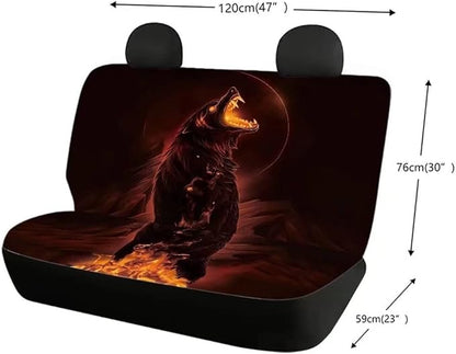 Doojoayie Cool Wolf Print Back Seat Dog Cover for Car