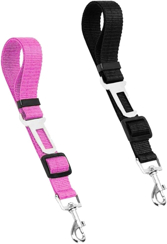 Dog Seat Belts 2 Pack Dog Car Seat Belts Adjustable Dog Seat Belt for Car, Dog Seatbelt, Dog Car Seat Belts, Seat Belt for Dogs in Car Pet Seat Belts for Dogs, Cats and Pets(Black Pink)