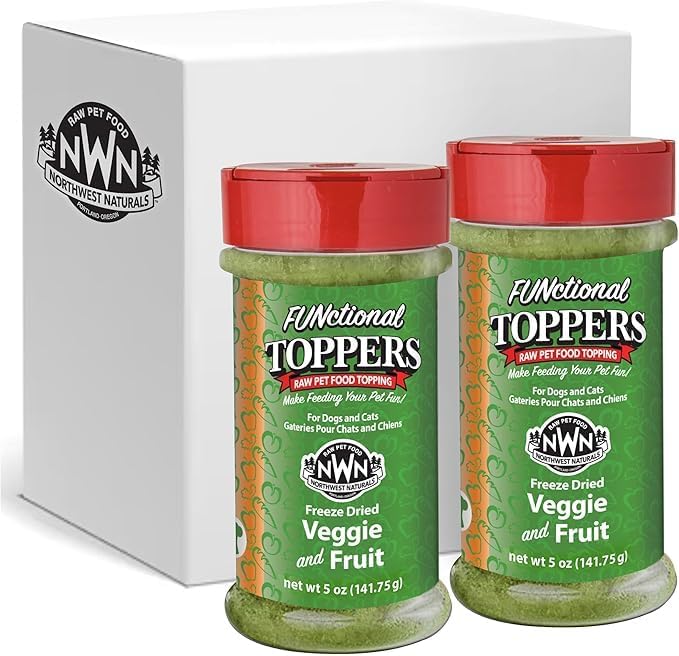 Northwest Naturals Freeze-Dried Veggie & Fruit Functional Topper - for Dogs & Cats - Healthy, Limited Ingredients, Human Grade Pet Food, All Natural - 5 Oz (Packaging May Vary)(Pack of 2)