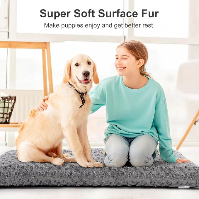 VERZEY Dog Beds Crate Pad Mat for Medium，Large Dogs (36" L 23" W,Gray)