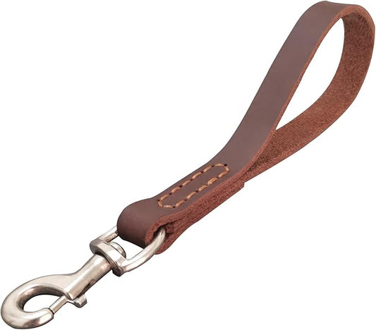 Leather Short Dog Leash 12" 360º Heavy