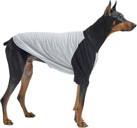 Dog Shirt for Small and Large Dogs Raglan Cotton T-Shirts Soft Breathable Dog Shirts pet Clothes Gray Series (X-Large