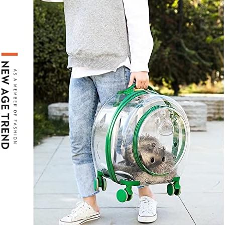 N&P Honhan Transparent Capsule Pet Travel Bag Backpack for Puppies Dogs Cat Carriers Bag with Trolley Wheel,Easy Carry for car Traveling., (P010)