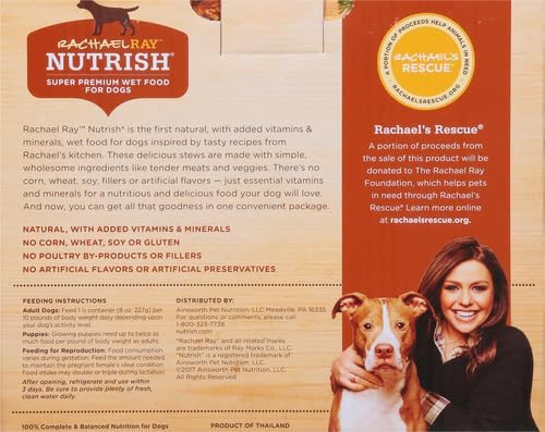 Rachael Ray Nutrish Premium Natural Wet Dog Food with Added Vitamins & Minerals, Savory Favorites Variety Pack, 8 Ounce Tub (Pack of 6)