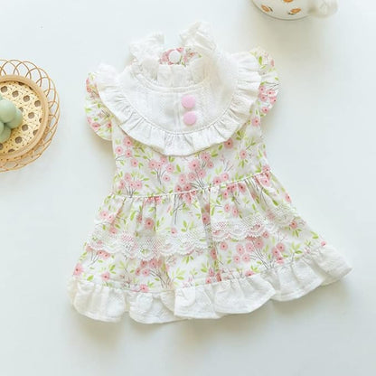 Floral Dog Princess Dress Cute Dog Skirt