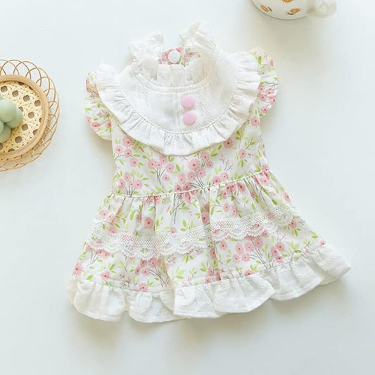 Floral Dog Princess Dress Cute Dog Skirt