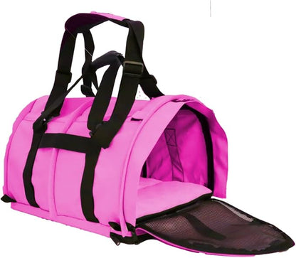 SturdiBag Large Pet Travel Carrier: Flexible Height for Cat and Dog Soft Sided with Safety Clips and Seatbelt Straps | HOT Pink, 18" x 12" x 12" (PN: SB2-PRO-HP)