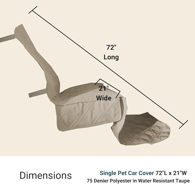 Deluxe Quilted and Padded Dog Pet Car Single Seat Cover with Comfort Fabric and Non-Slip Back Best for Car Truck and SUV 21" Wx72