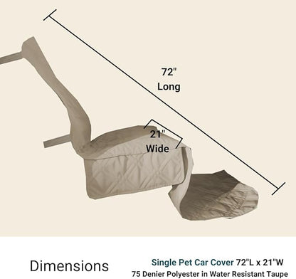 Deluxe Quilted and Padded Dog Pet Car Single Seat Cover with Comfort Fabric and Non-Slip Back Best for Car Truck and SUV 21" Wx72