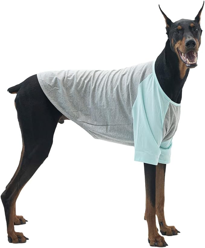 Dog Shirt for Small and Large Dogs Raglan Cotton T-Shirts Soft Breathable Dog Shirts pet Clothes Gray Series (X-Large