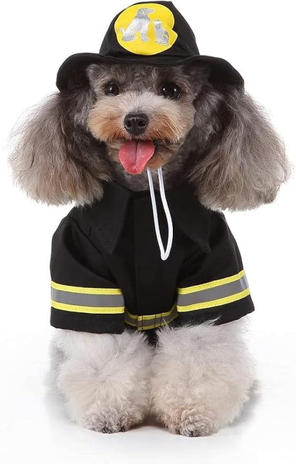 Firefighter Dog Costume Halloween Pet Fireman Costume, Dog Cosplay Costume for for Puppy Small Medium Large Dogs