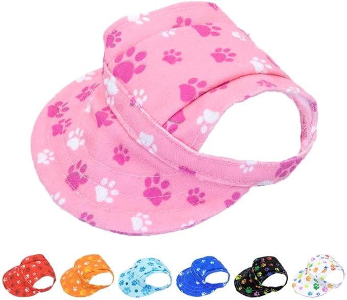 PET SHOW Dog Baseball Cap Dog Paw Print Peaked Cap Pet Sun Hats with Ear Holes Sport Hat for Medium Large Doggies Adjustable Drawstring Puppies Cats Visor Hat Girls Boys Pink/L