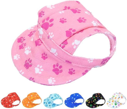PET SHOW Dog Baseball Cap Dog Paw Print Peaked Cap Pet Sun Hats with Ear Holes Sport Hat for Medium Large Doggies Adjustable Drawstring Puppies Cats Visor Hat Girls Boys Pink/L