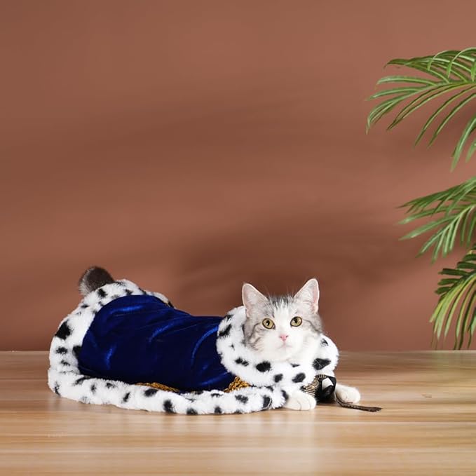 Lovelyshop pet serial Lux Fur Blue Cat Dog Cloak for Halloween costumes