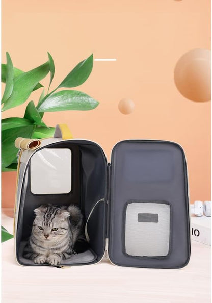 Rolling Pet Carrier Backpack with Wheels, Large Soft Sided Wheeled Dog Carrier Cat Travel Carrier Airline Approved for Small Dogs and Medium Cats with Upgraded Wheels Yellow