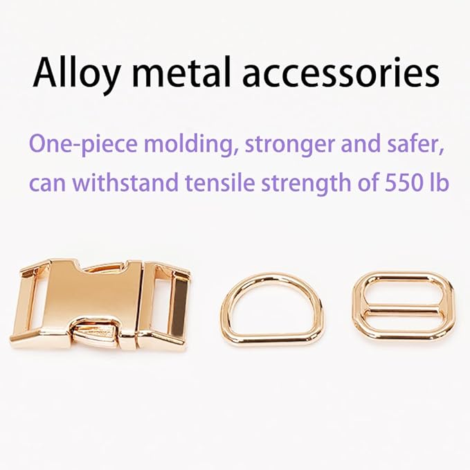 Glare Gold Dog Collar Leather and Nylon Double Layer Thickened Design Adjustable Durable Heavy Duty Dog Collars with Quick Release Metal Buckle for Small Medium Large Dogs S 8.7-13.8"