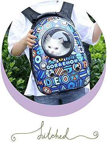 Pet Travel Carrier, Cat Dog Dome Space Capsule Bubble Backpack, Portable Waterproof Breathable Knapsack for Hiking, Traveling (White/red)