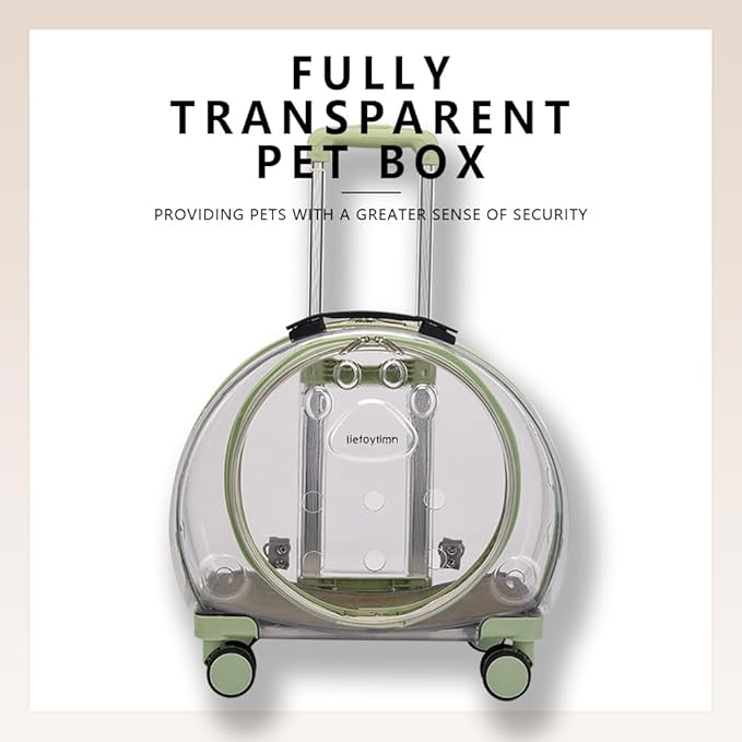 Portable pet Trolley Box, cat Stand, Retractable Trolley Box with Silent Wheels, pet Outdoor Backpack, Bubble Box, Comfortable and Breathable, Suitable for Small Cats, Dogs, Rabbits (Light Green)