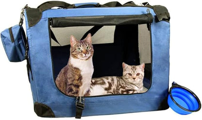 Large Cat Carrier 24"x16.5"x16.5" Portable Dog Crate for Small Medium Dogs Collapsible Traveling Pet Crate with Collapsible Bowl