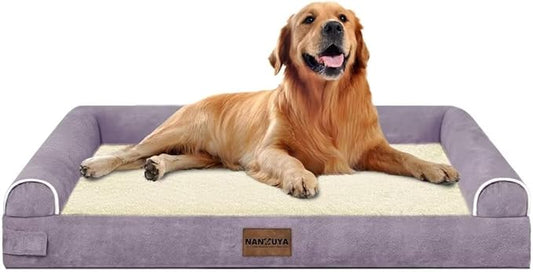 Large Dog Bed Orthopedic Washable: Beds Bolster XL Bed Big XLarge Dogs Egg Crate Foam Couch Sofa Waterproof with Removable Cover